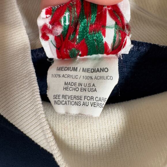 Vintage 90s Nutcracker Christmas Pullover Navy Holiday Scene Sweater Sz M - Picture 5 of 7